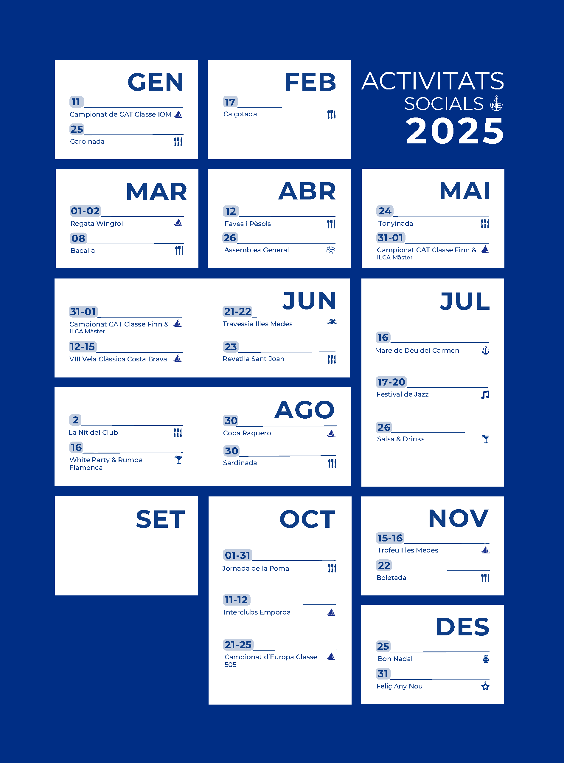 Calendrier d'activités 2025 Cnestartit